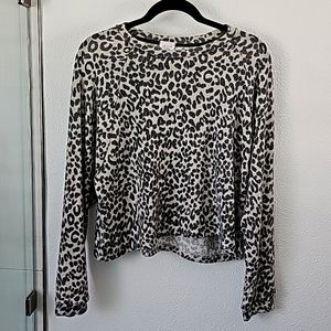 Lelis Collection Cropped Animal Print Sweater, Long Sleeve, Size Medium